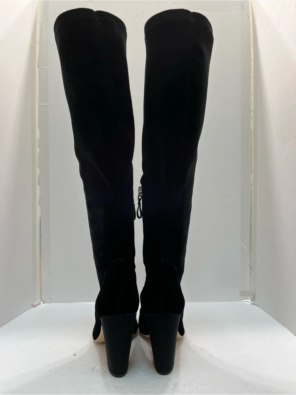DEIMILLE Italy Black Velvet Knee High Boots Block Heel EU 40 US  9.5  NWOB